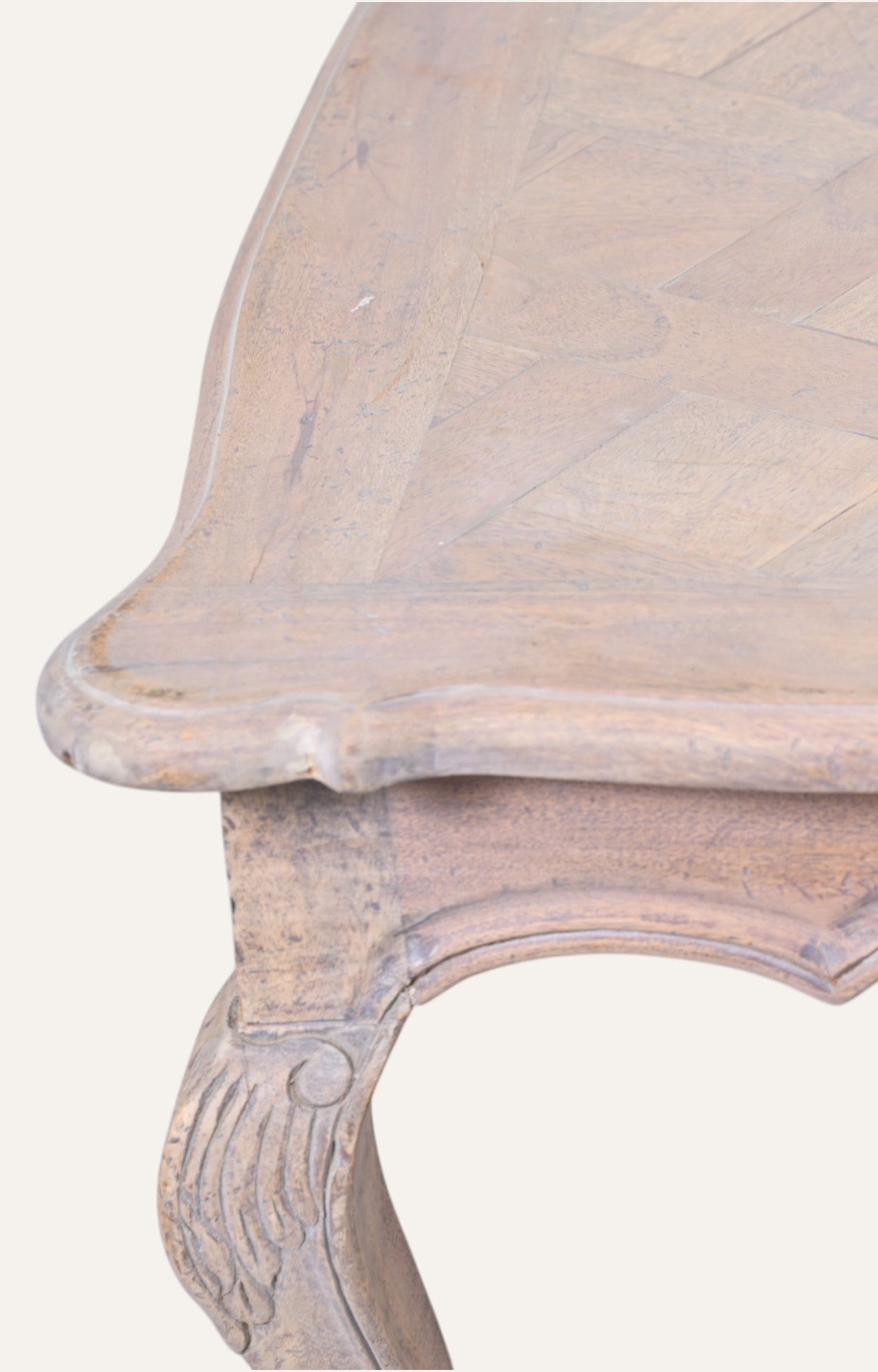 French carved parquet top table