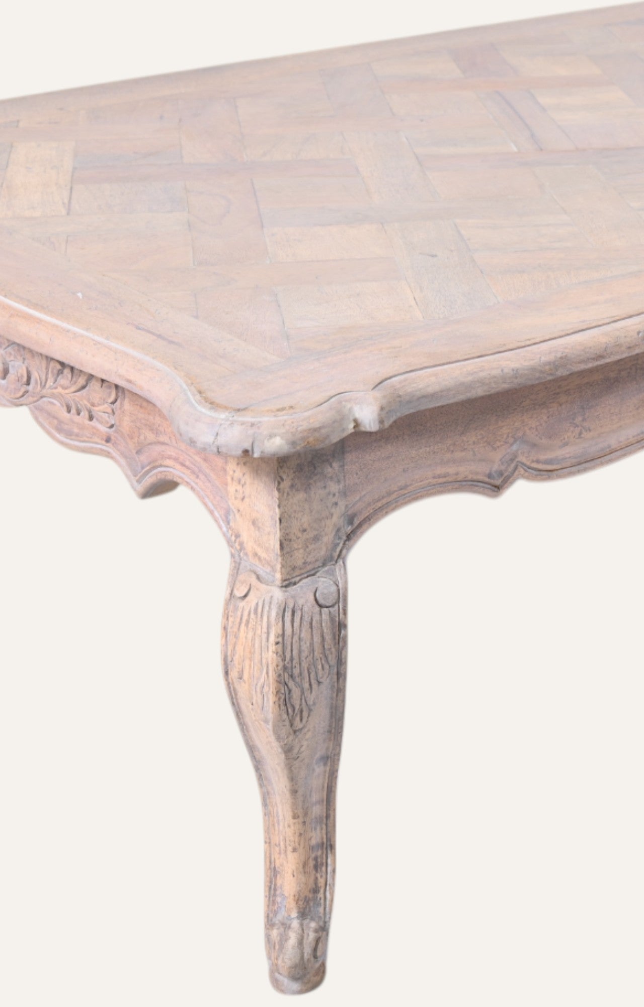French carved parquet top table