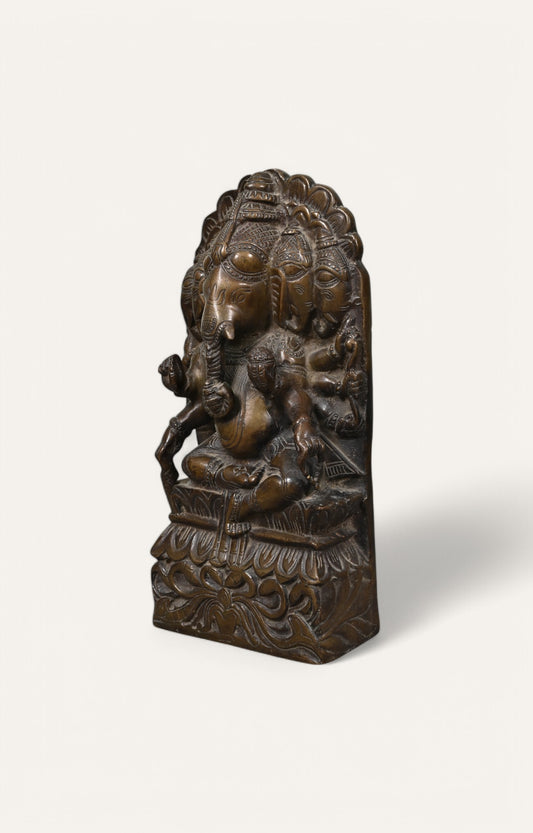 Five Headed Lord Ganesha Brass Statue