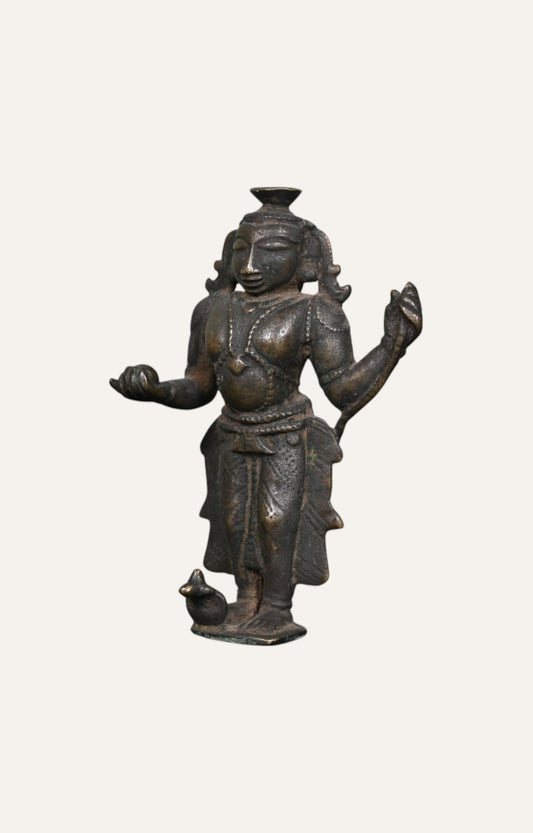 Vishnu Goddess Brass Antique Sculpture