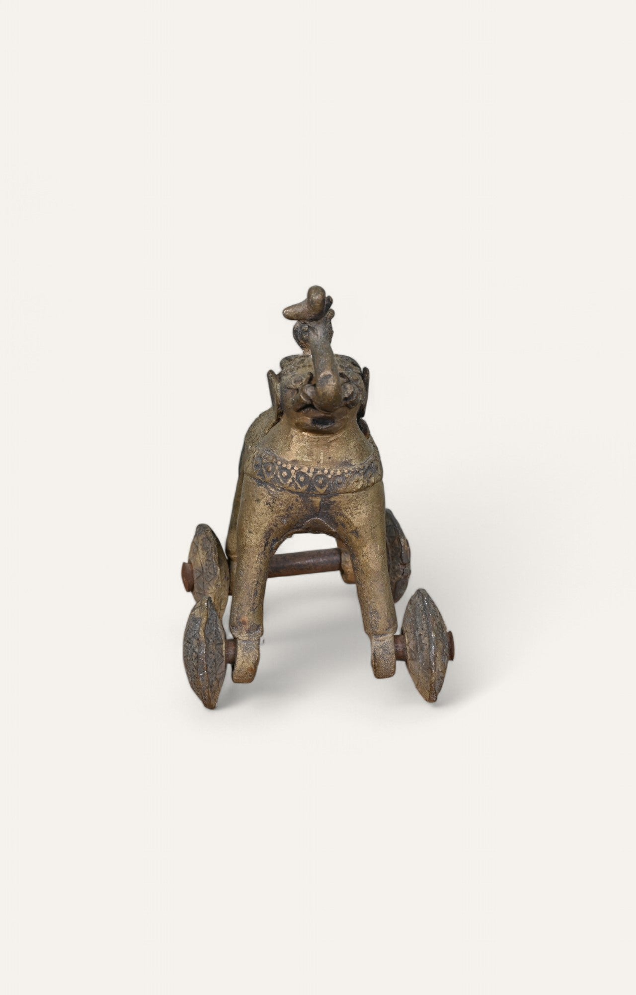 Elephant on Wheels Brass Figurine