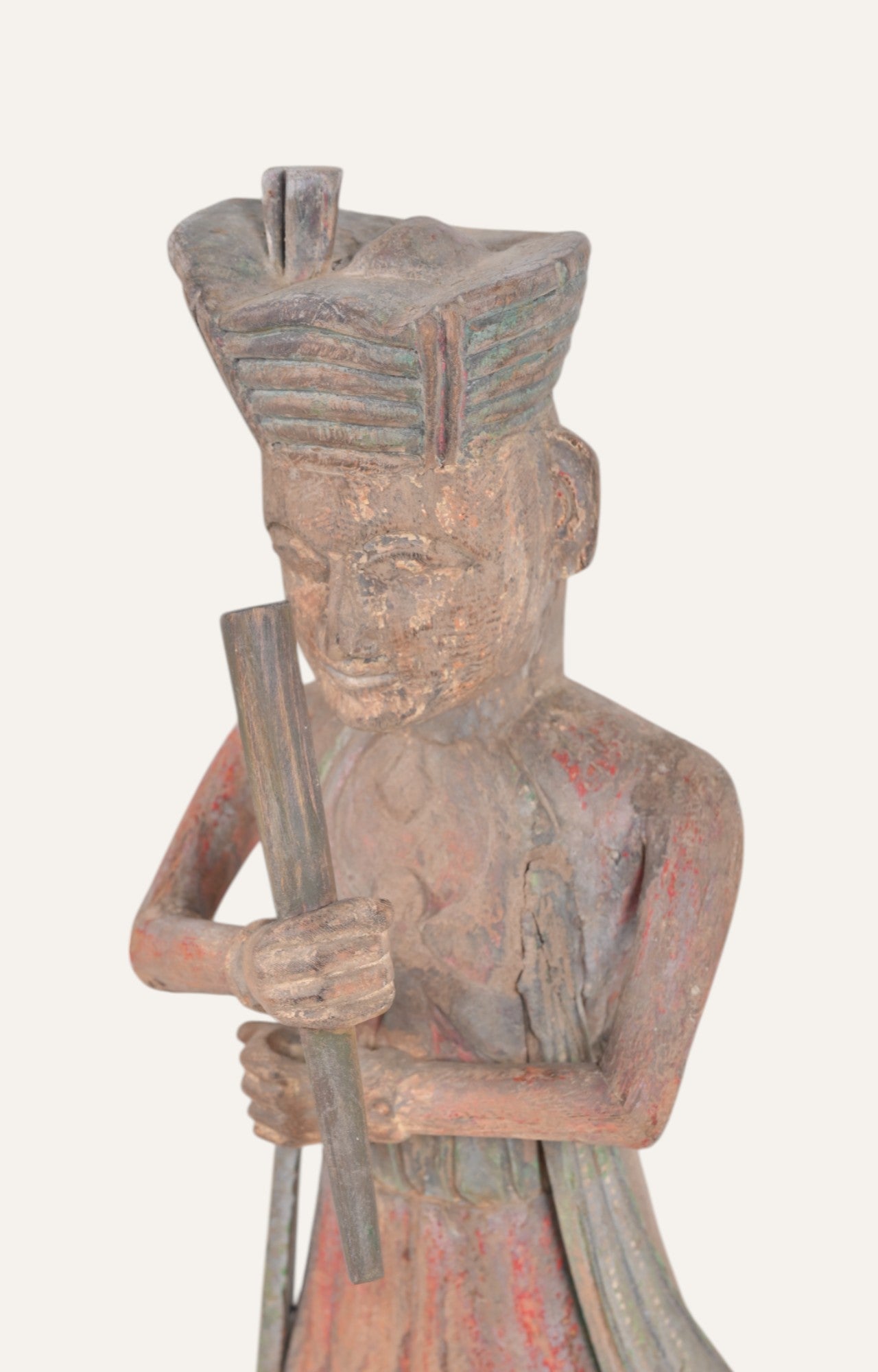 Vintage Teak Musician Figurine