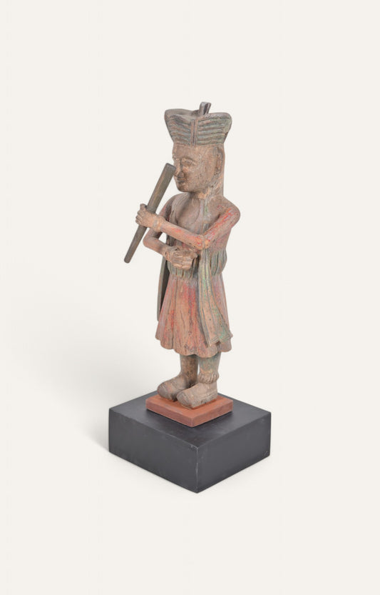 Vintage Teak Musician Figurine