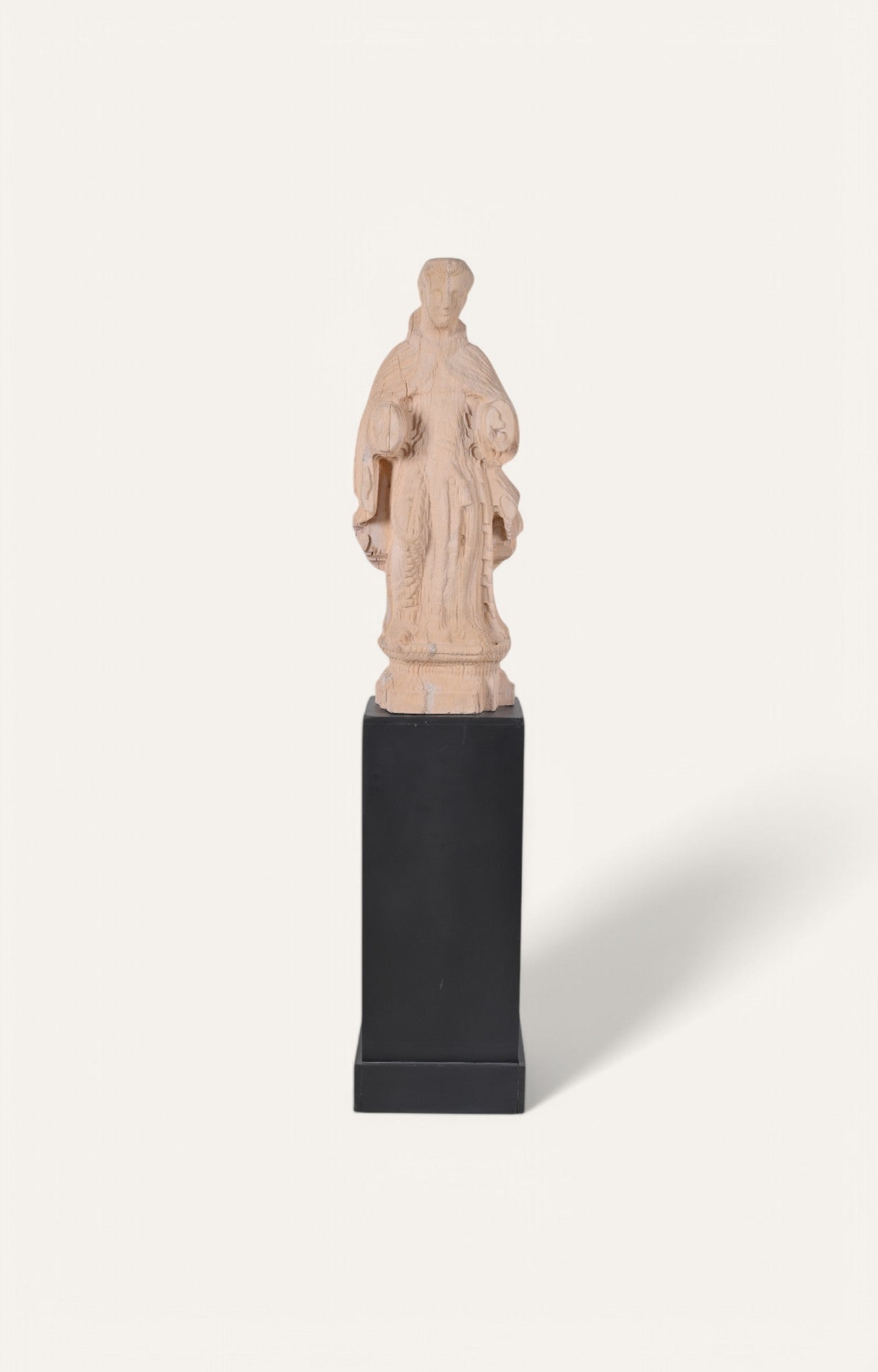 Hand-carved Teak Saint Figurine