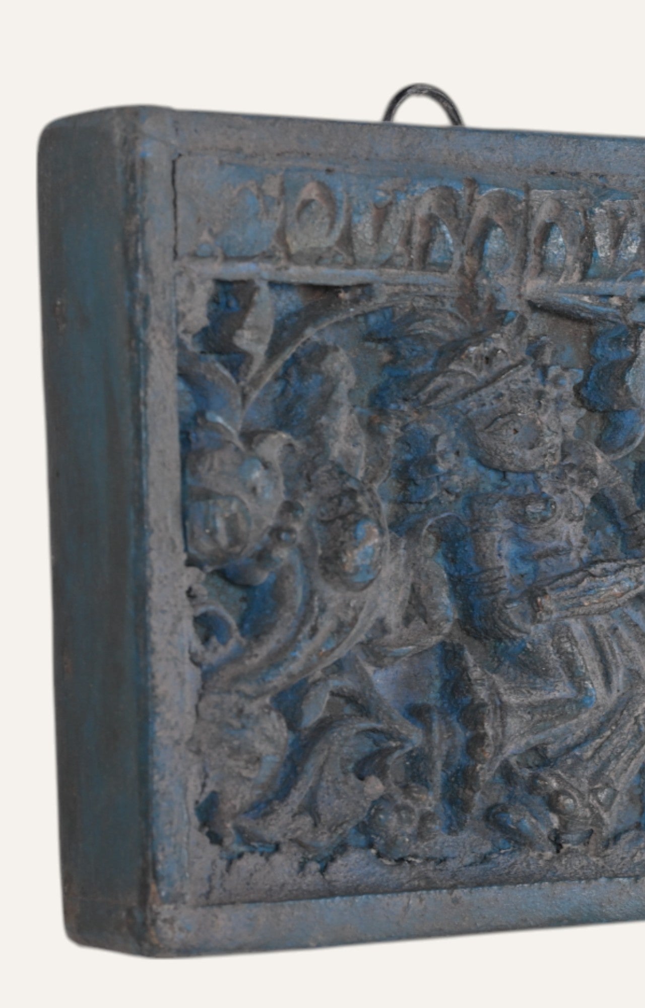 Blue-Toned Mythical Teak Wall Panel