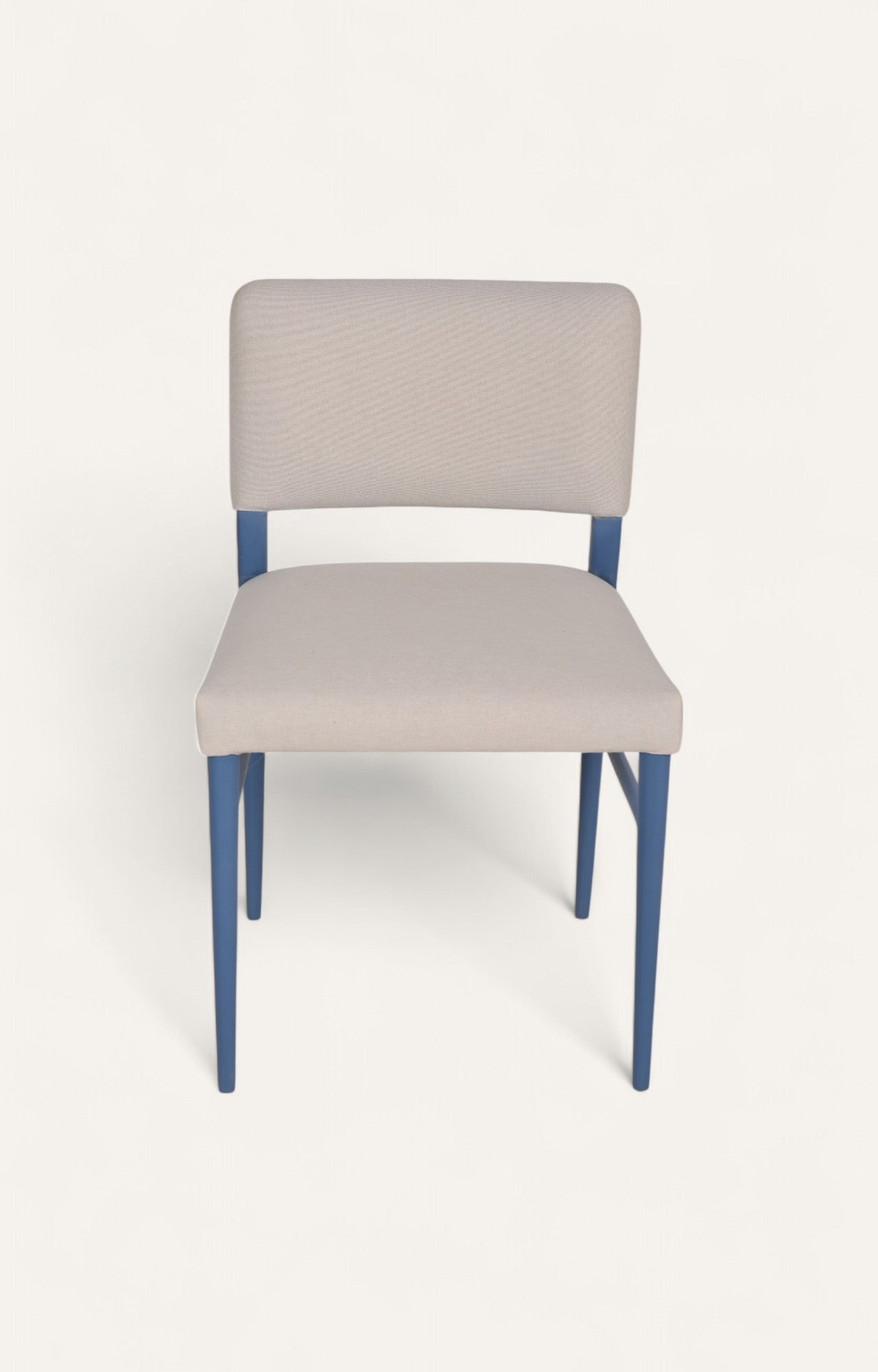 Upholstered Linen Dining Chair in Blue Painted Wood