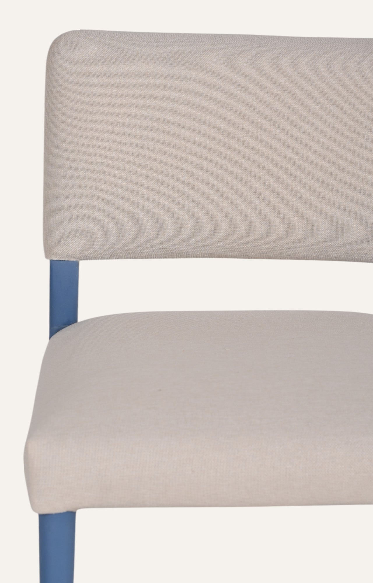 Upholstered Linen Dining Chair in Blue Painted Wood