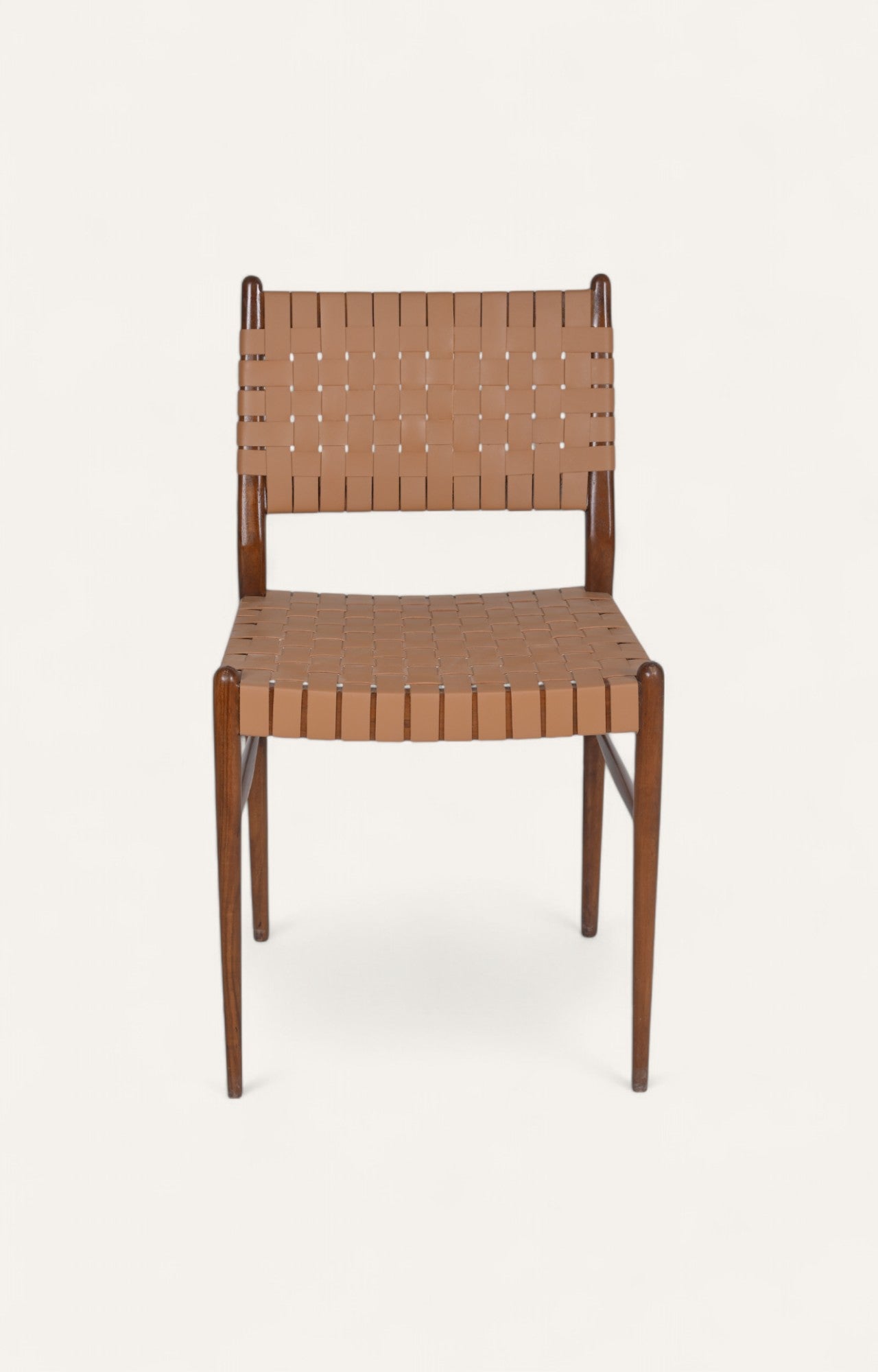 Leatherette Strap Dining Chair in Acacia Wood