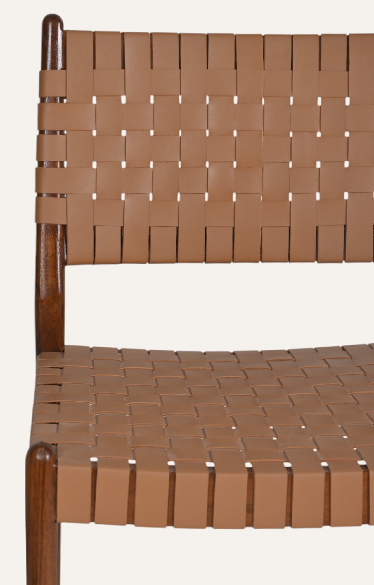 Leatherette Strap Dining Chair in Acacia Wood