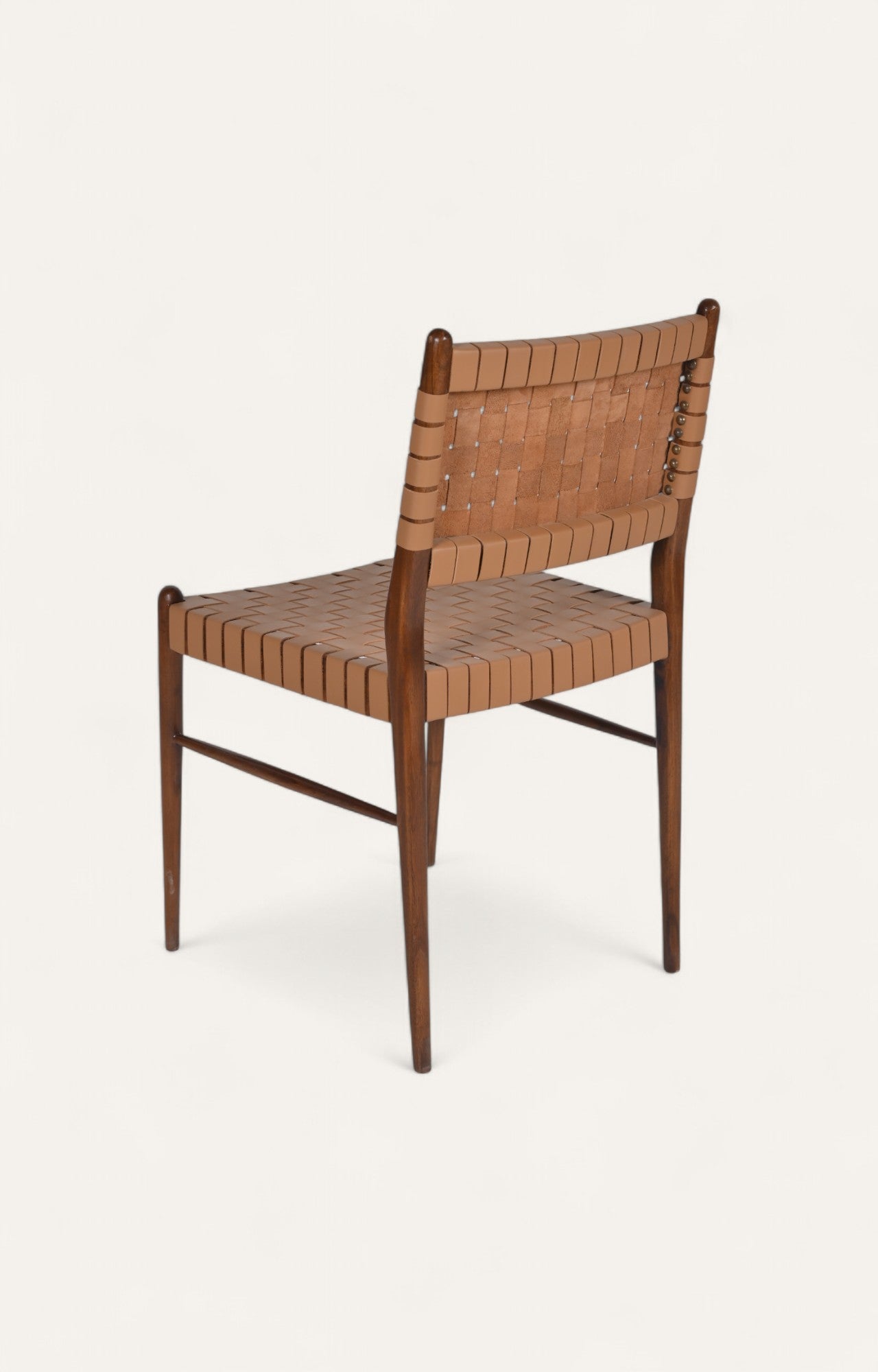 Leatherette Strap Dining Chair in Acacia Wood