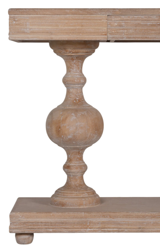 Natural Acacia Console with Turned Pedestals