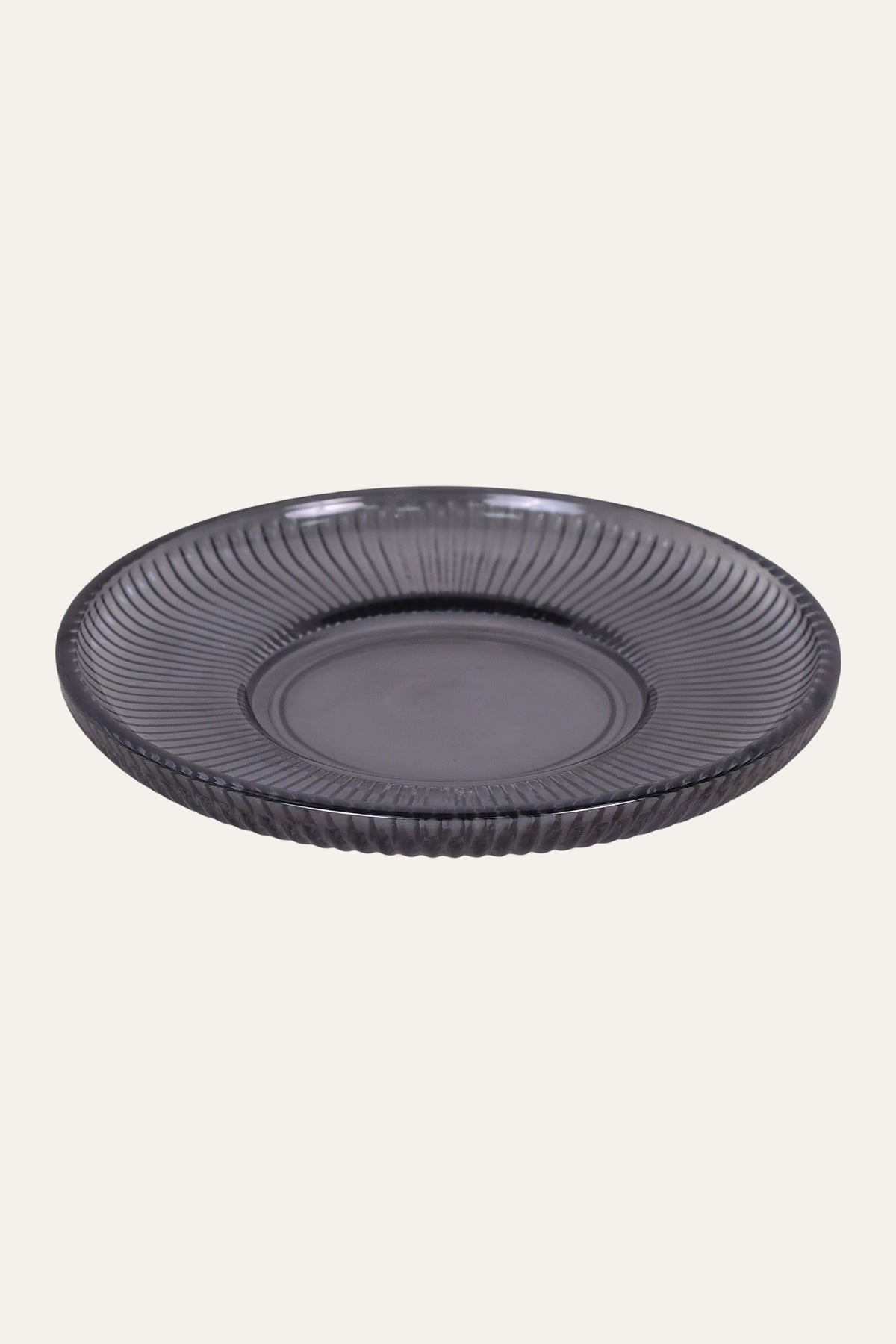 Ribbed Glass Cup & Saucer | Smoke Grey Tea Cup Set – Samurai Exports