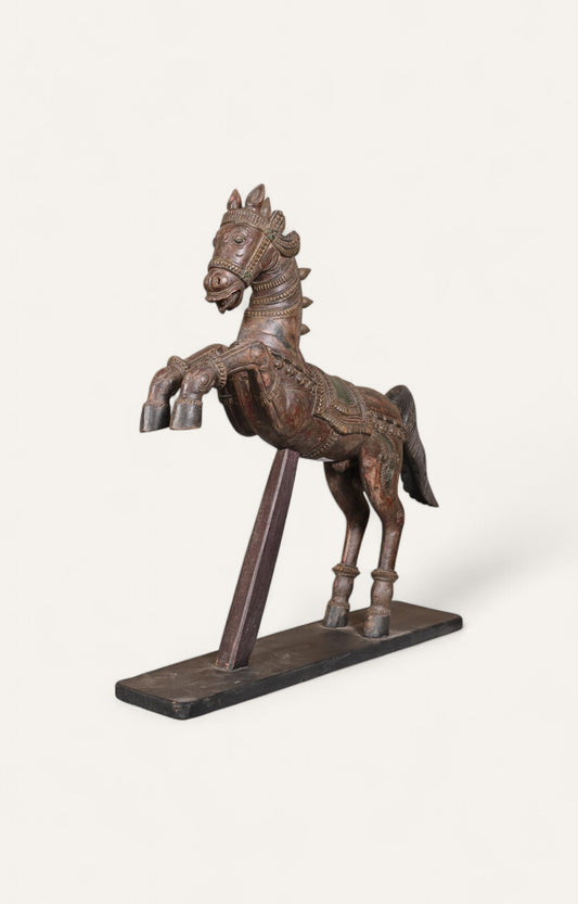 Galloping Grace - Hand-Carved Teak Wood Horse Statue