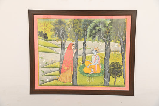 Indian mythological subject water painting ( Framed)