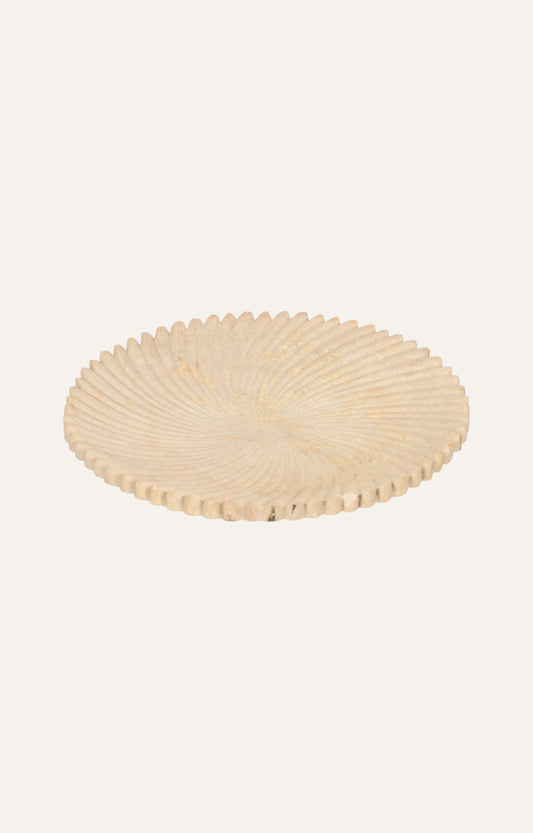 Hand-Carved White Marble Tray