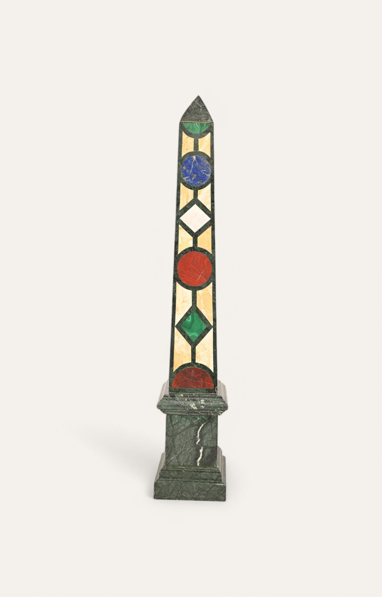 Wooden Obelisk Pietra Dura Inlay Art Antique Decor