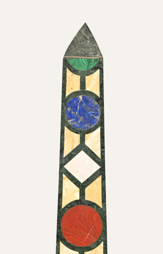 Wooden Obelisk Pietra Dura Inlay Art Antique Decor