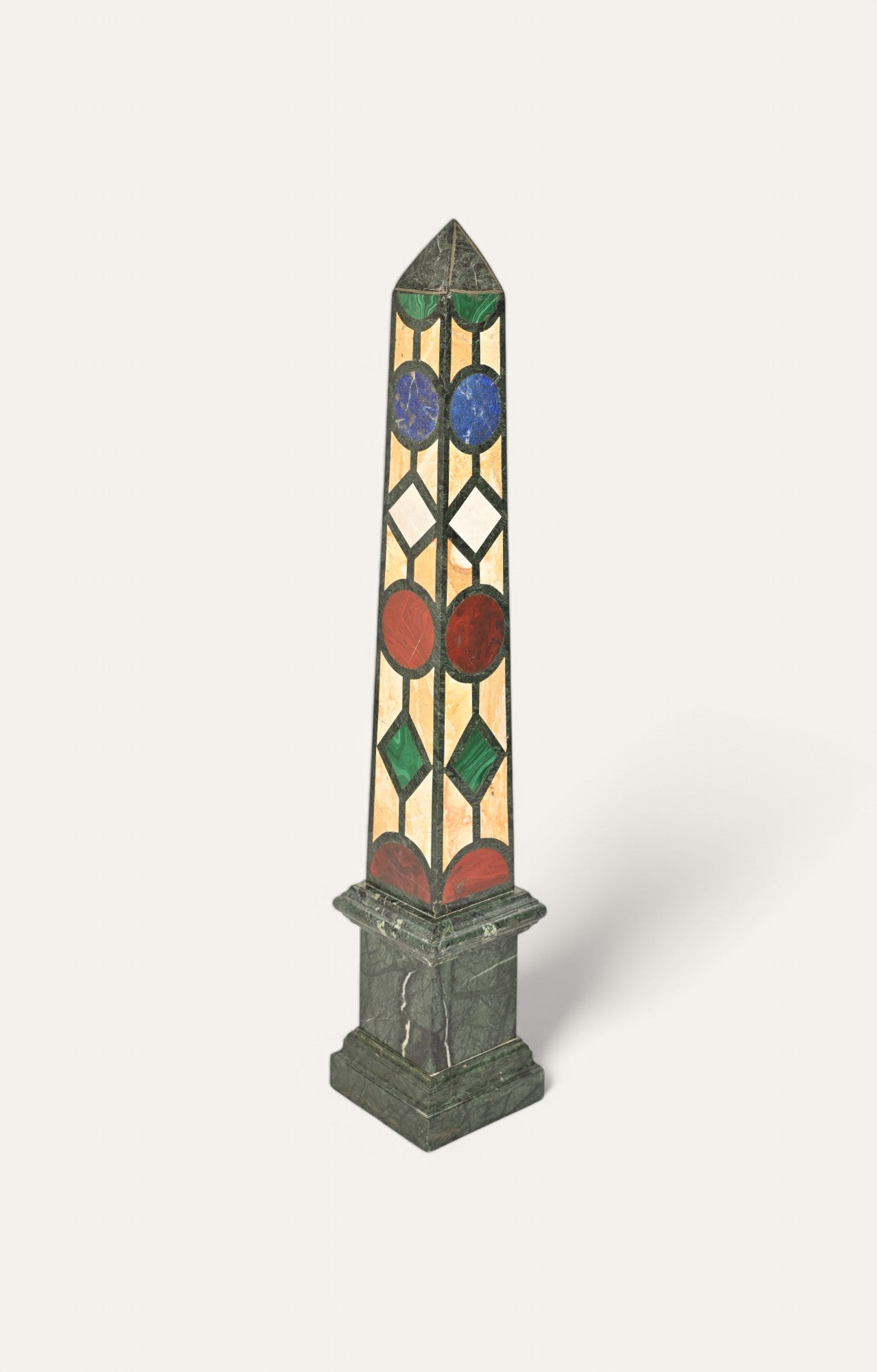 Wooden Obelisk Pietra Dura Inlay Art Antique Decor