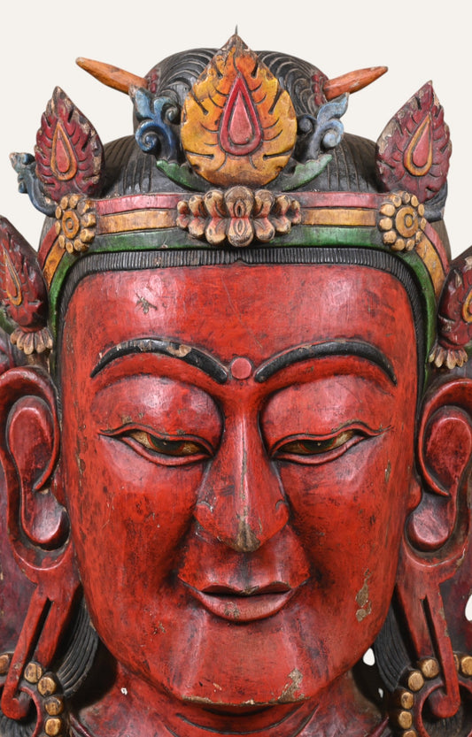 Vintage Teak Wood Himalayan Wall Mask