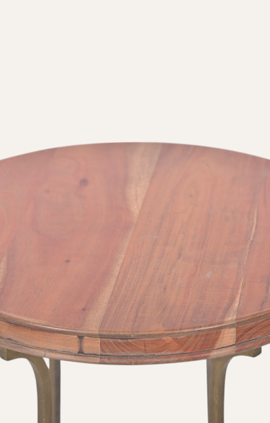 Wooden And Marble Side Table