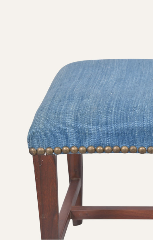 Hand Woven Dhurrie Upholstered Stool