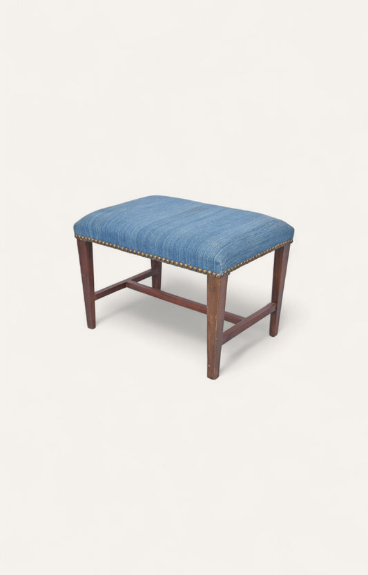 Hand Woven Dhurrie Upholstered Stool