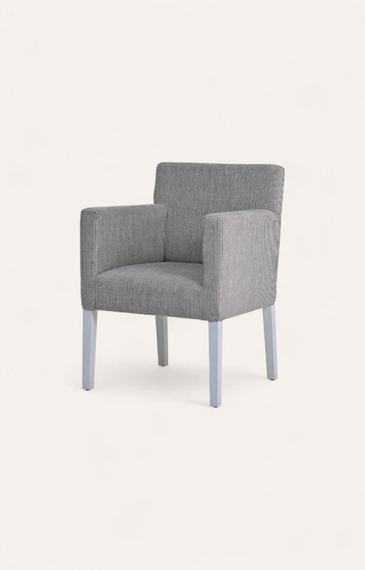 Contemporary Striped Linen Armchair