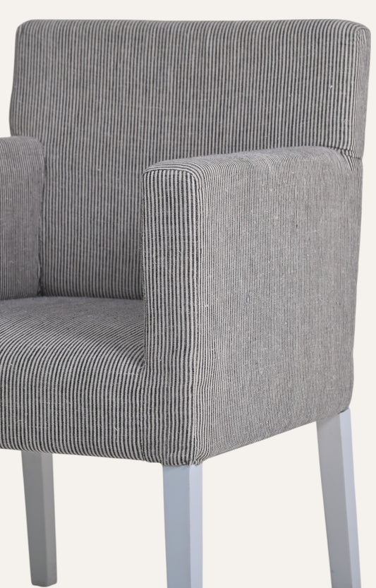 Contemporary Striped Linen Armchair