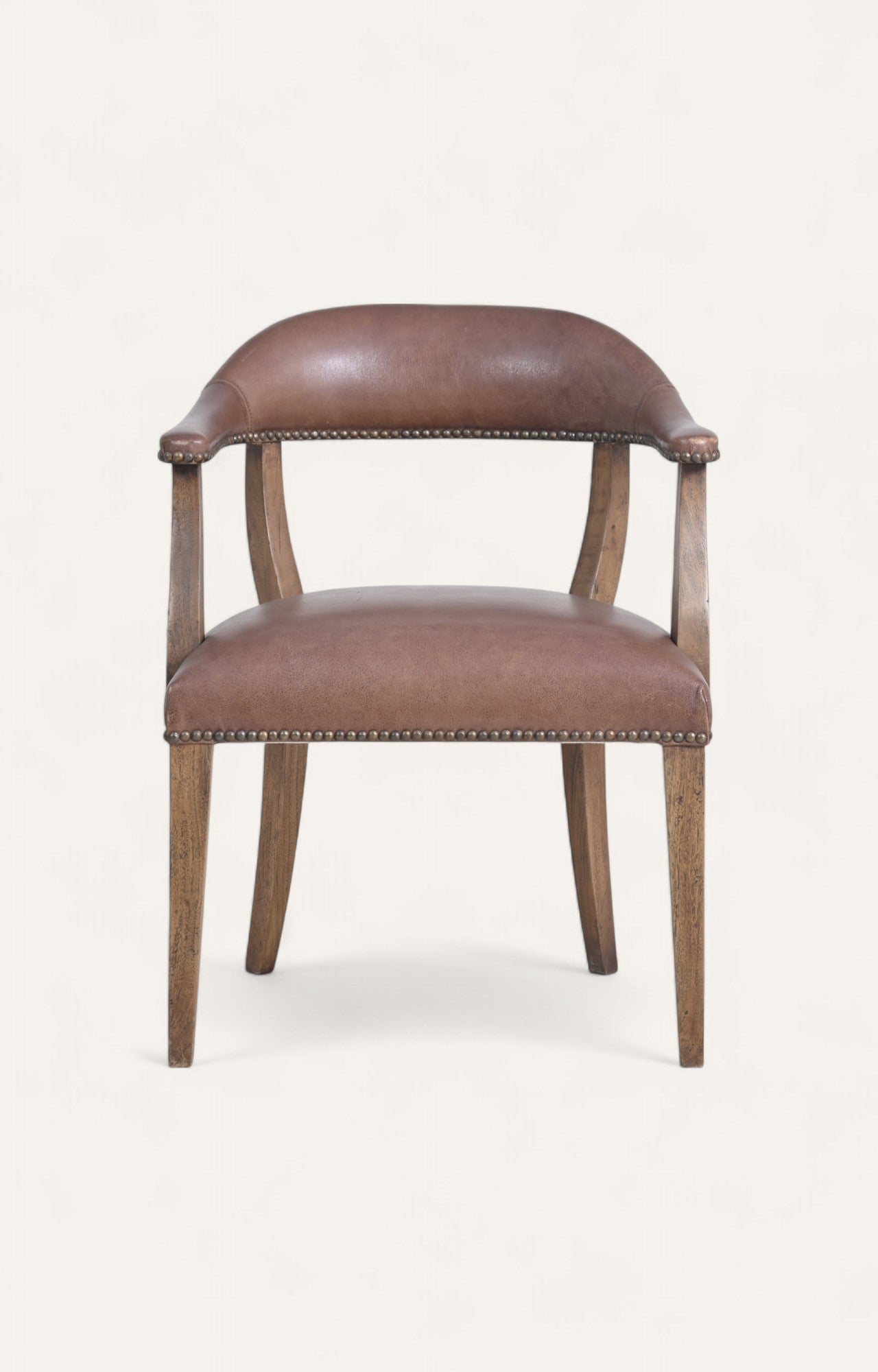 Curved Back Leatherette Dining Chair with Brass Detailing