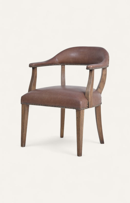 Curved Back Leatherette Dining Chair with Brass Detailing