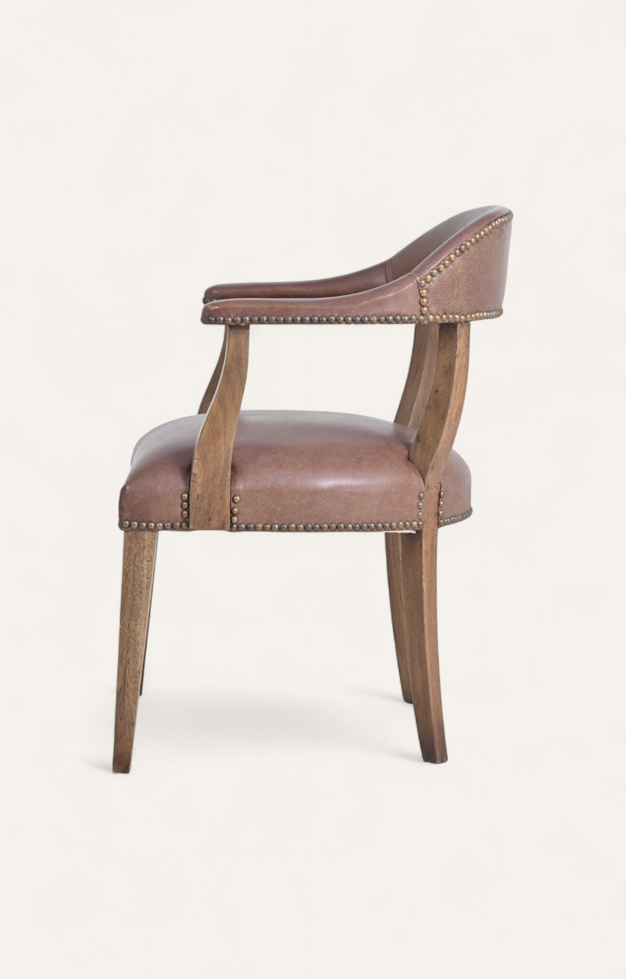Curved Back Leatherette Dining Chair with Brass Detailing