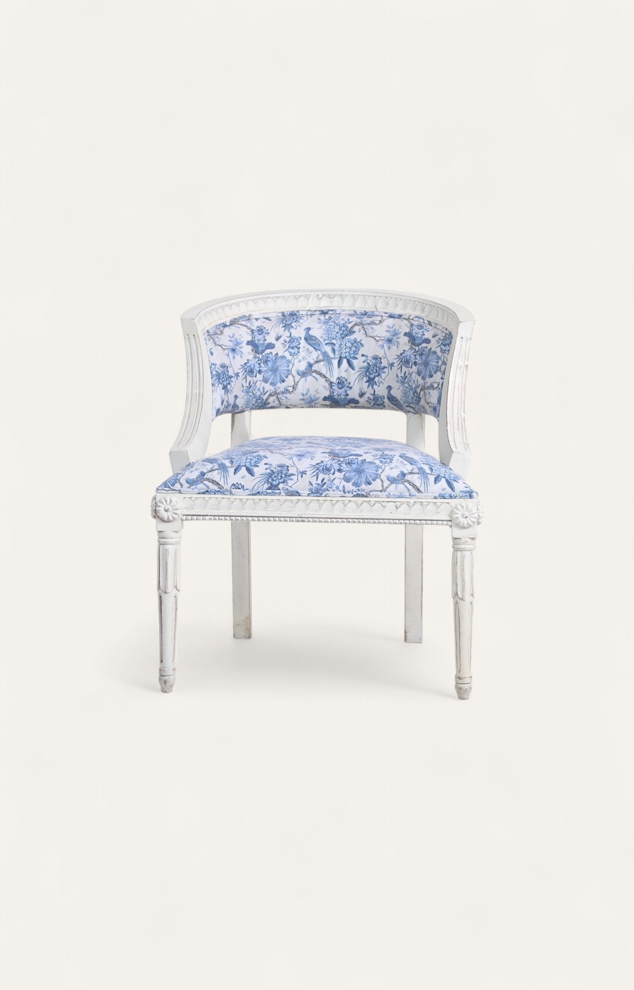 French Style blue Upholstered Arm Chair