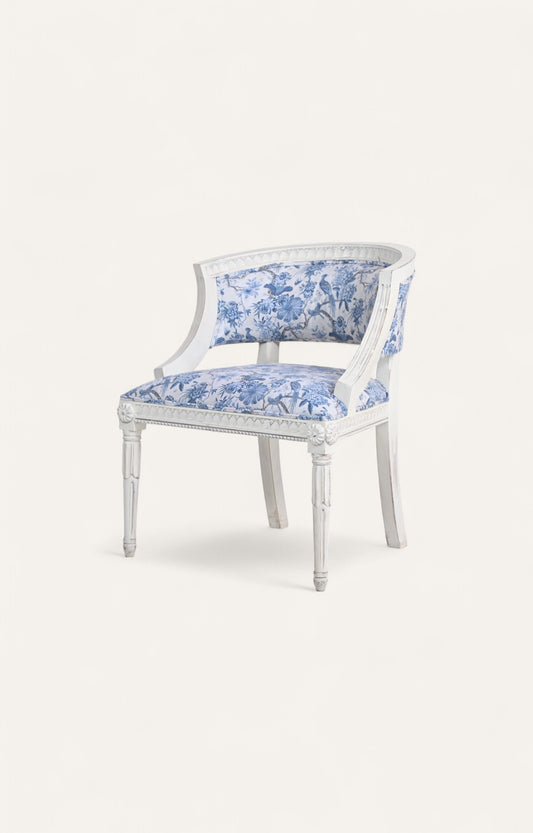French Style blue Upholstered Arm Chair