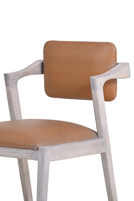 Distressed Acacia Dining Chair in Leatherier