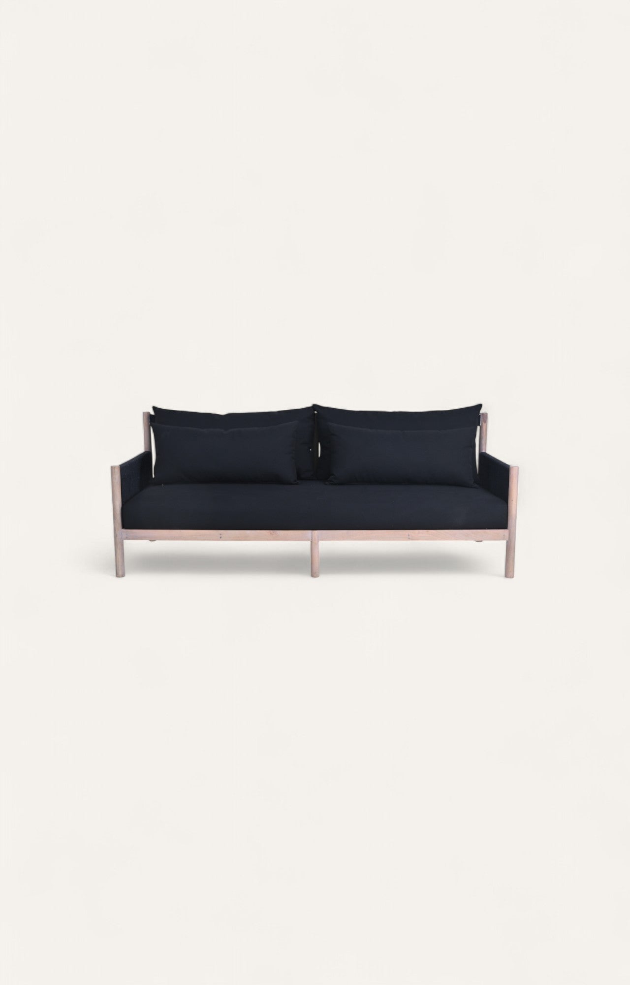 Wooden & Rope Black Sofa