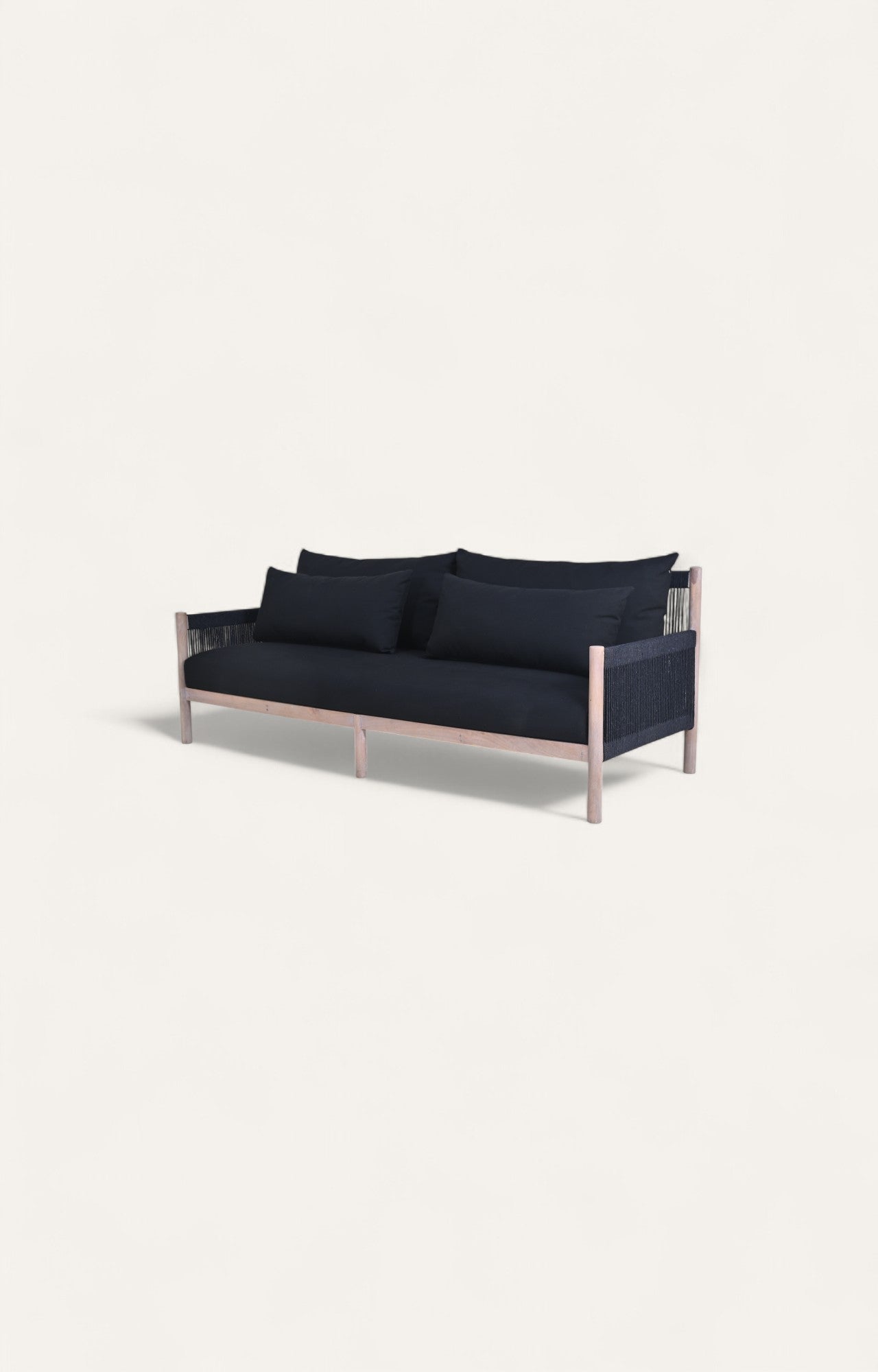 Wooden & Rope Black Sofa