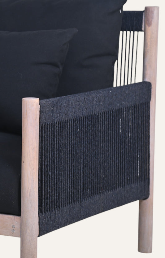 Wooden & Rope Black Sofa