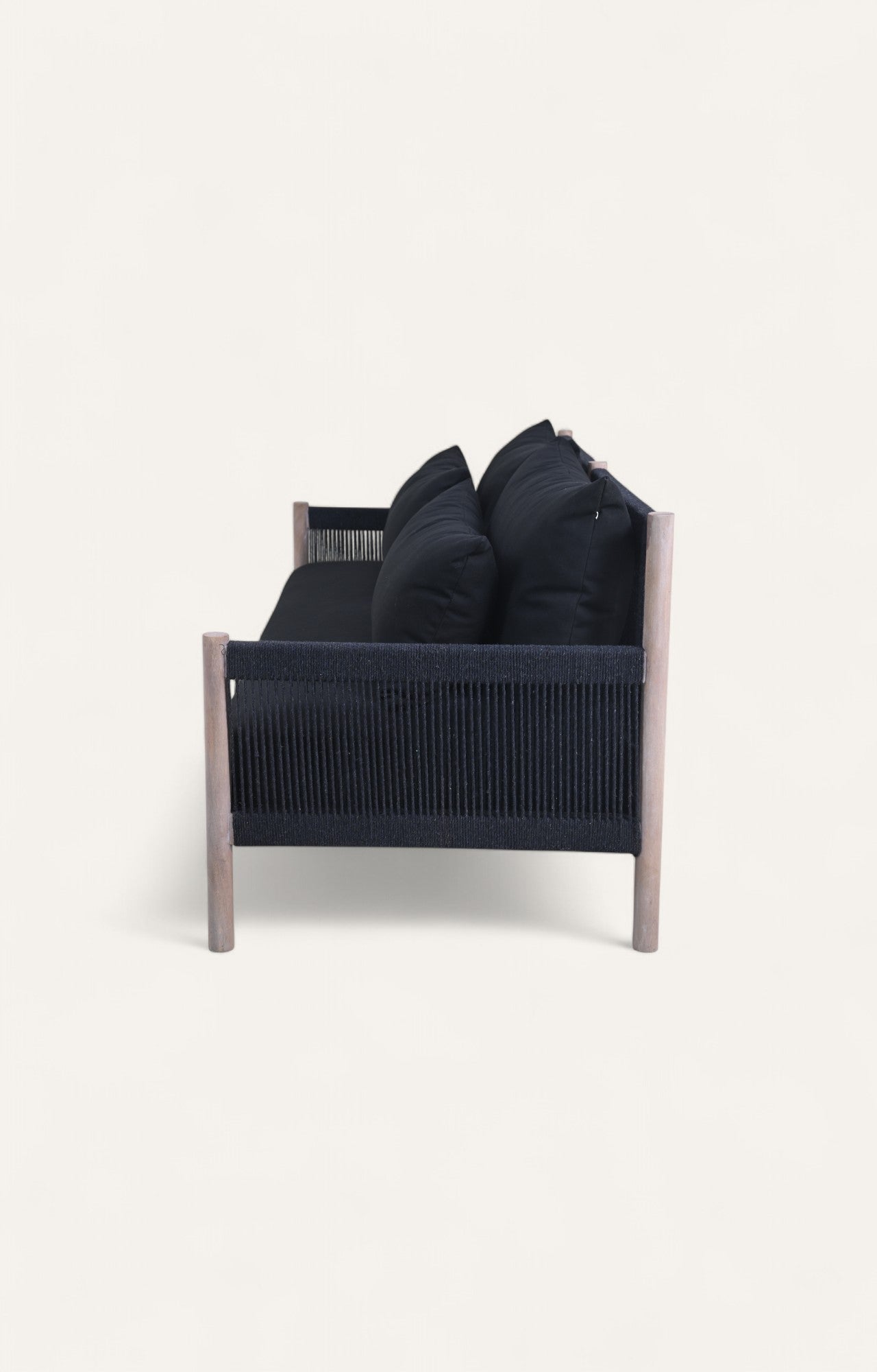 Wooden & Rope Black Sofa