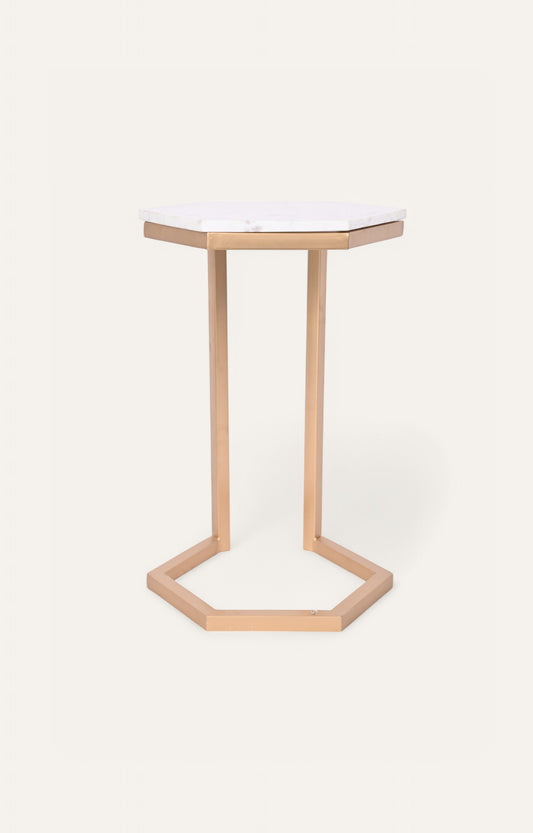 Edgy Handcrafted Iron and Stone Side Table