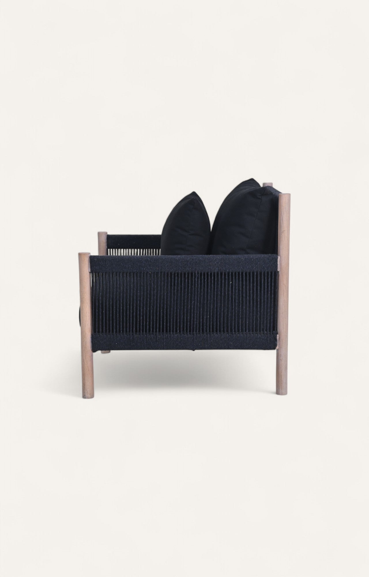 Wooden & Rope Black Sofa