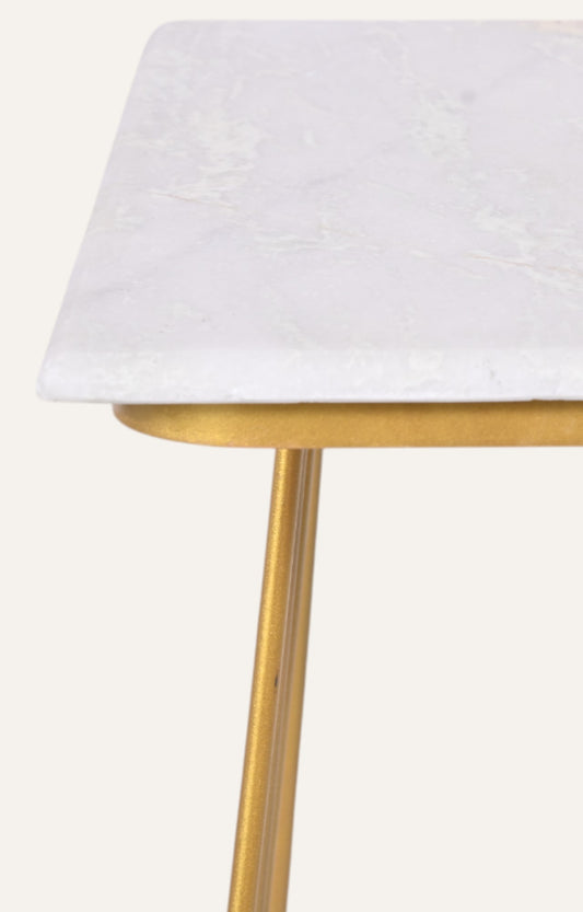 Geometric Metal and Marble  Side Table