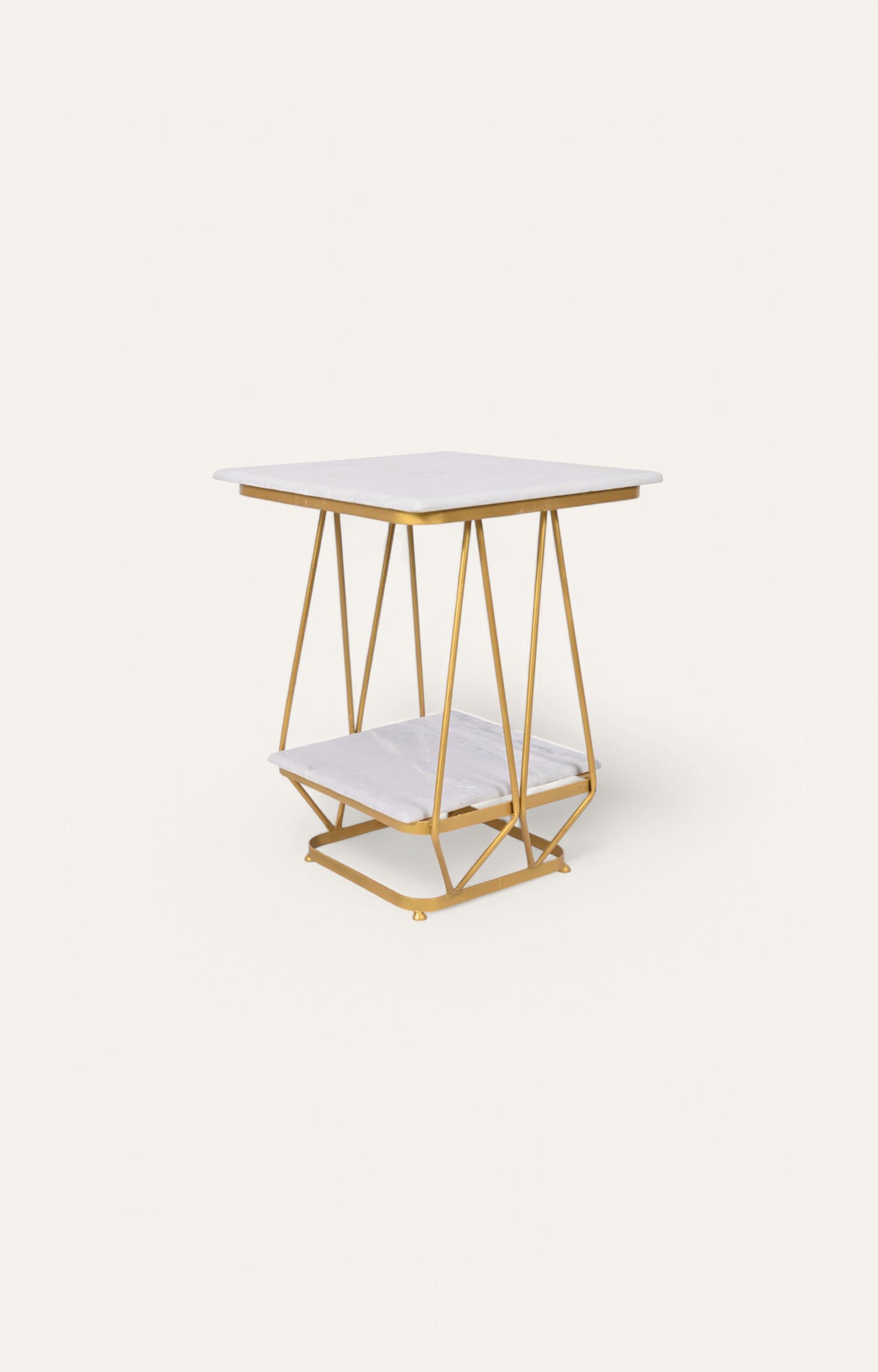 Geometric Metal and Marble  Side Table