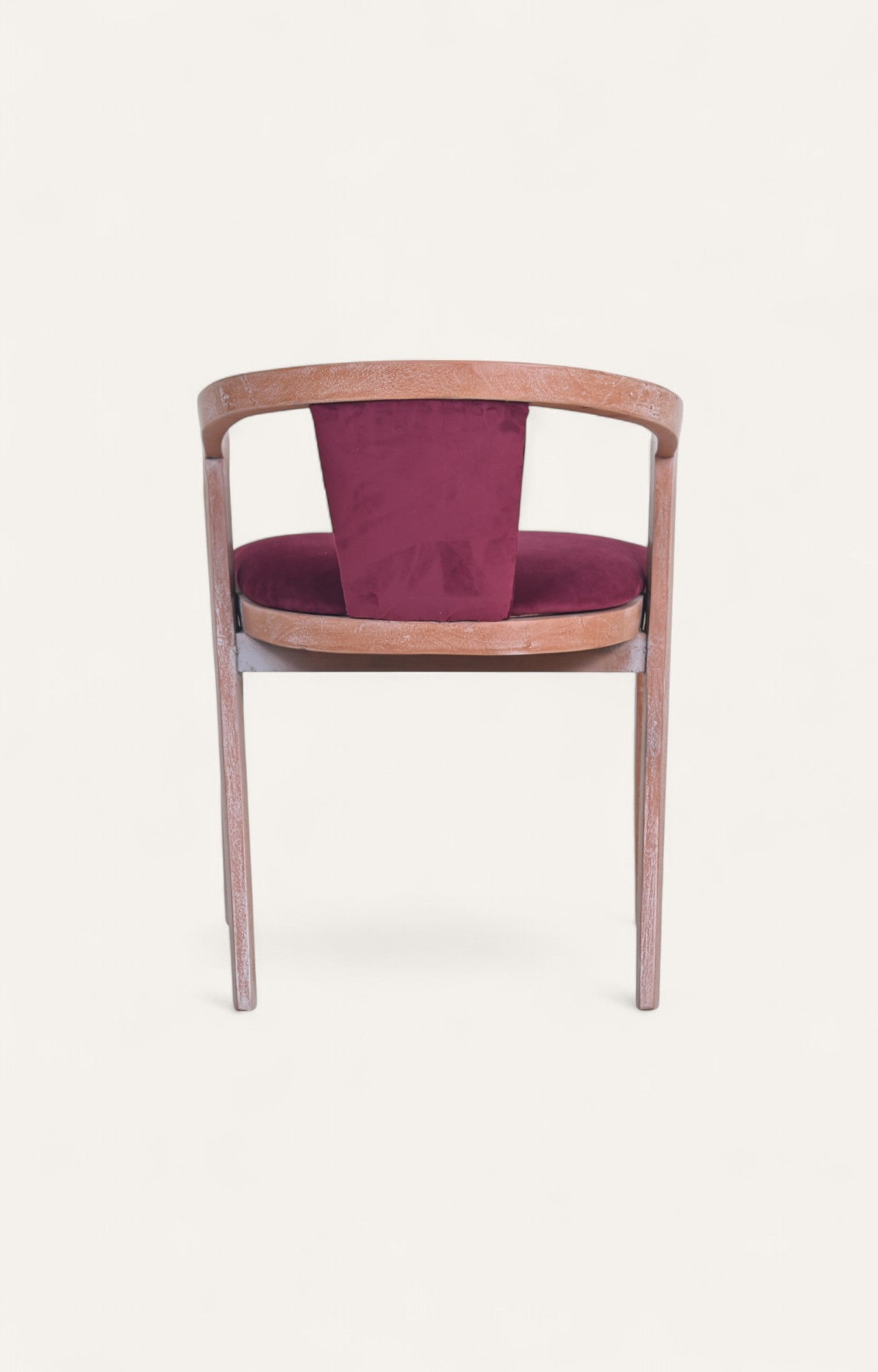 Curved Back Acacia Dining Chair in Velvet Upholstery