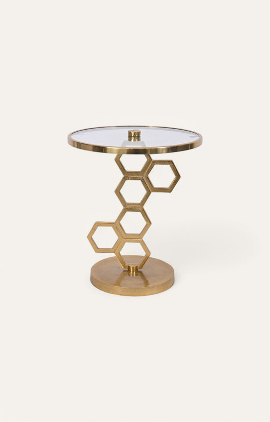 Honeycomb Motif Golden Metal Side  Table