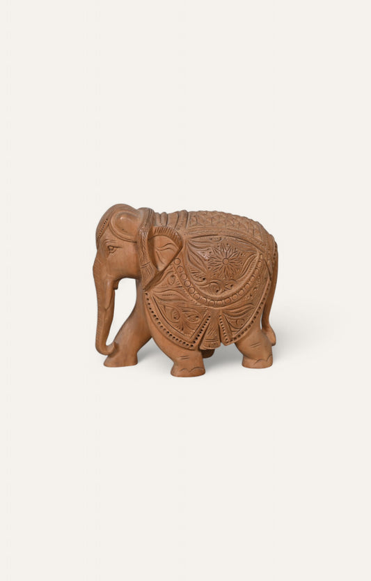 Hand-Carved Wooden Elephant Statue
