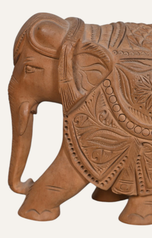 Hand-Carved Wooden Elephant Statue