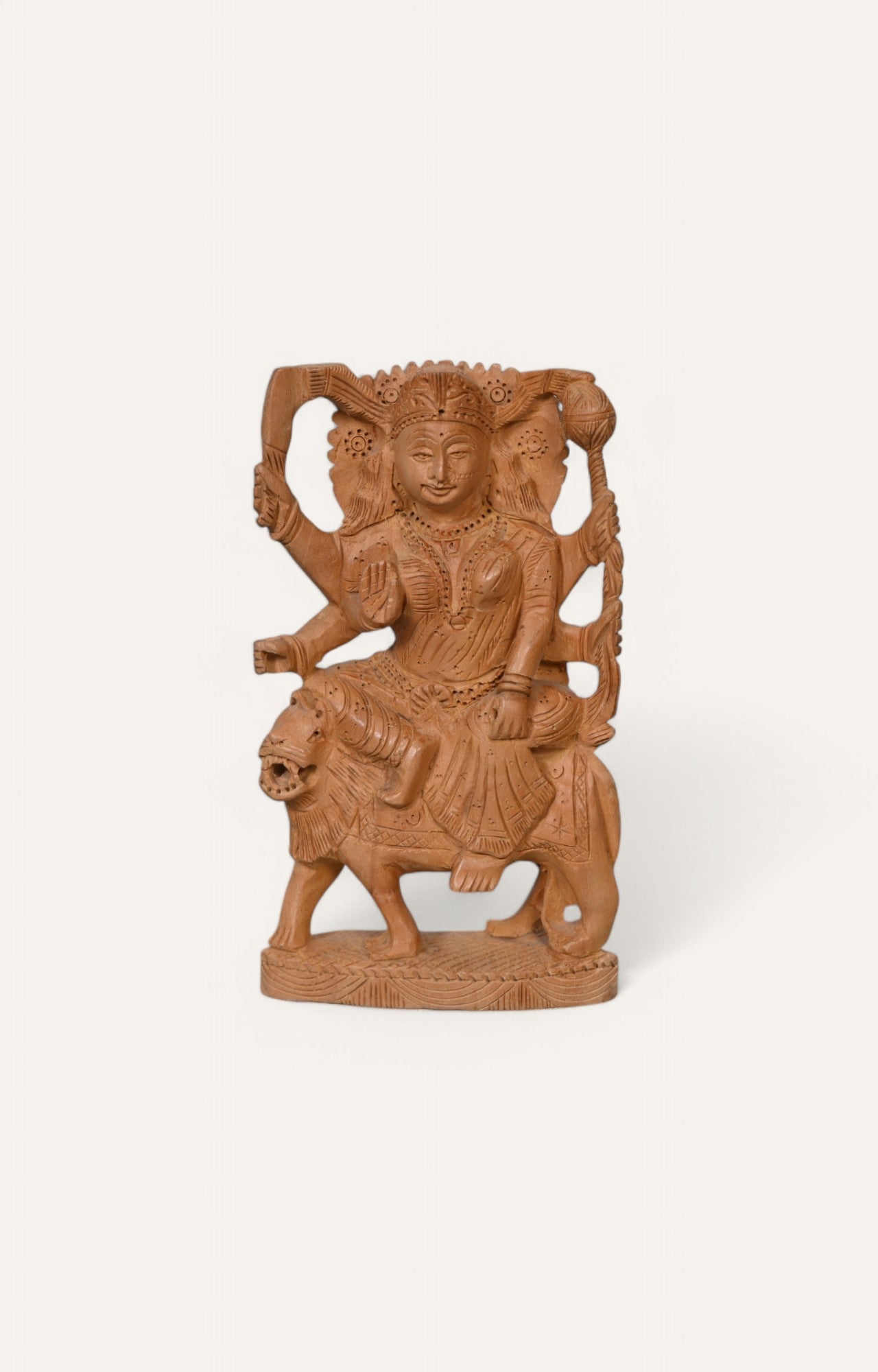 Hand- Carved Hindu Goddess Durga Figurine