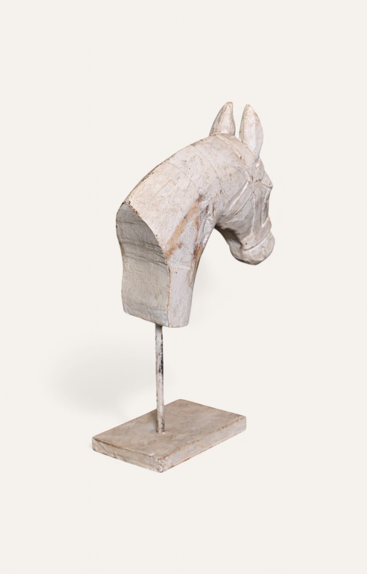 White Horse Head Sculpture on Stand