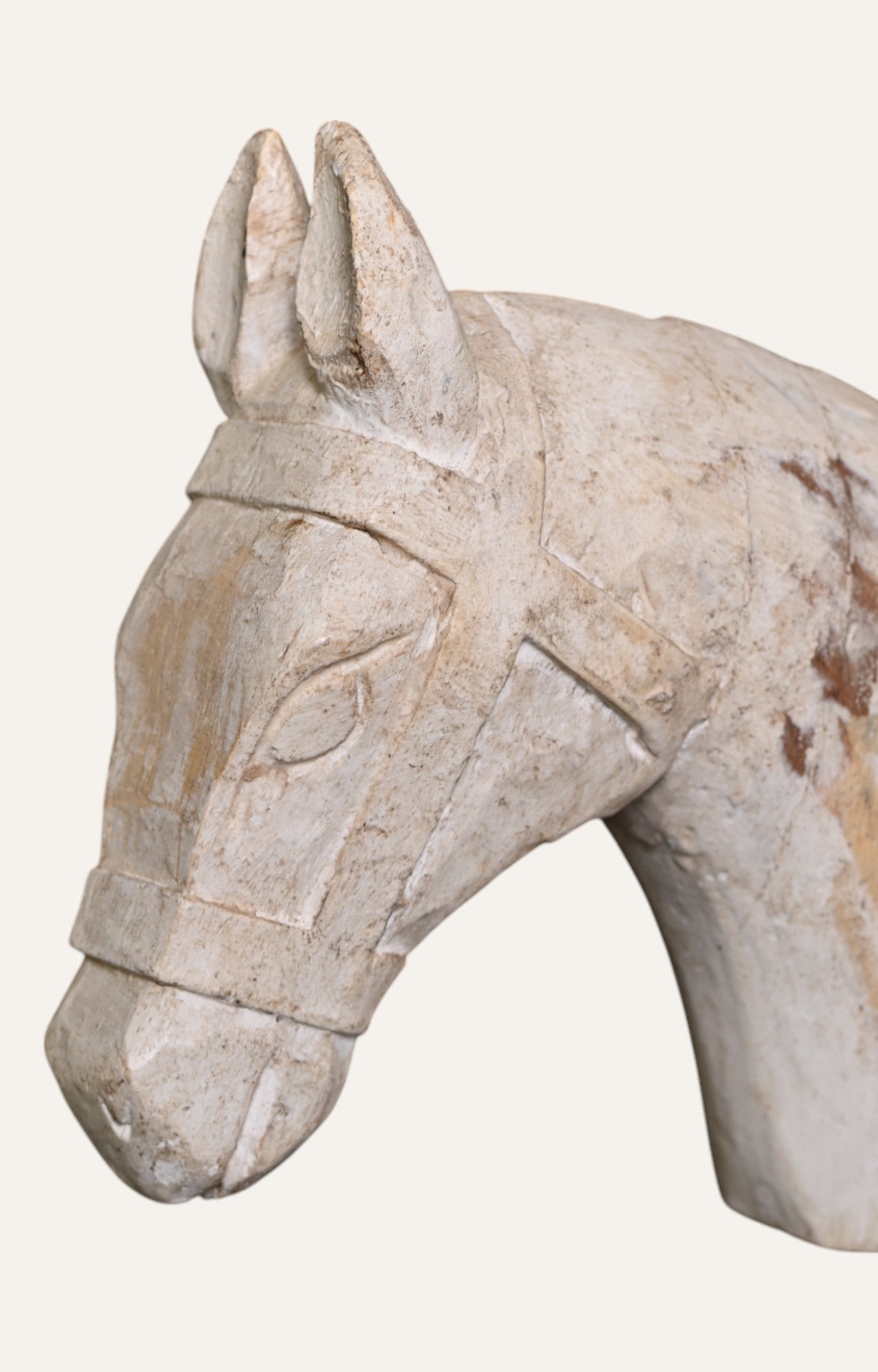 White Horse Head Sculpture on Stand
