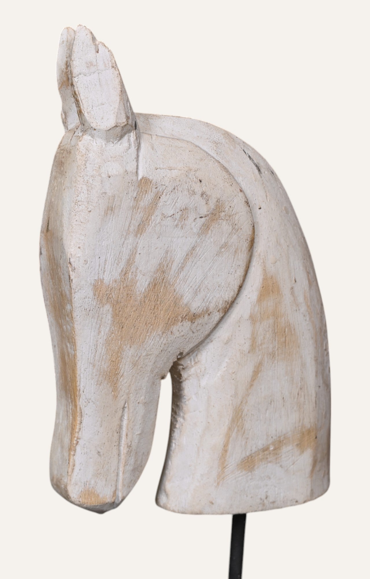 Vinatge White Horse Head Sculpture on Stand